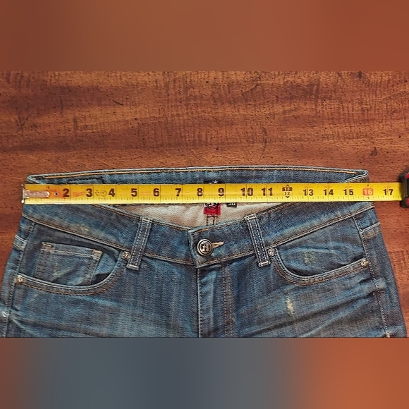 ANGEL Premium Denim Cropped Rolled Cuff Low Rise Quality Denim - Picture 10 of 13